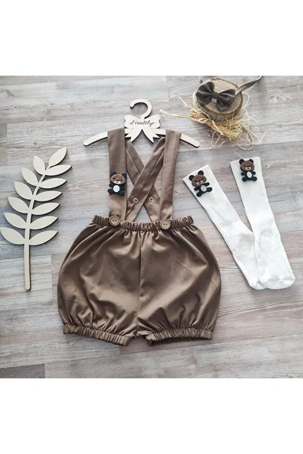 Детский комбинезон для мальчиков хлопковый Teddy Bear Concept Cake Blast Costume Baby Boy Swimsuit Feriatolye, Brown — фото 2