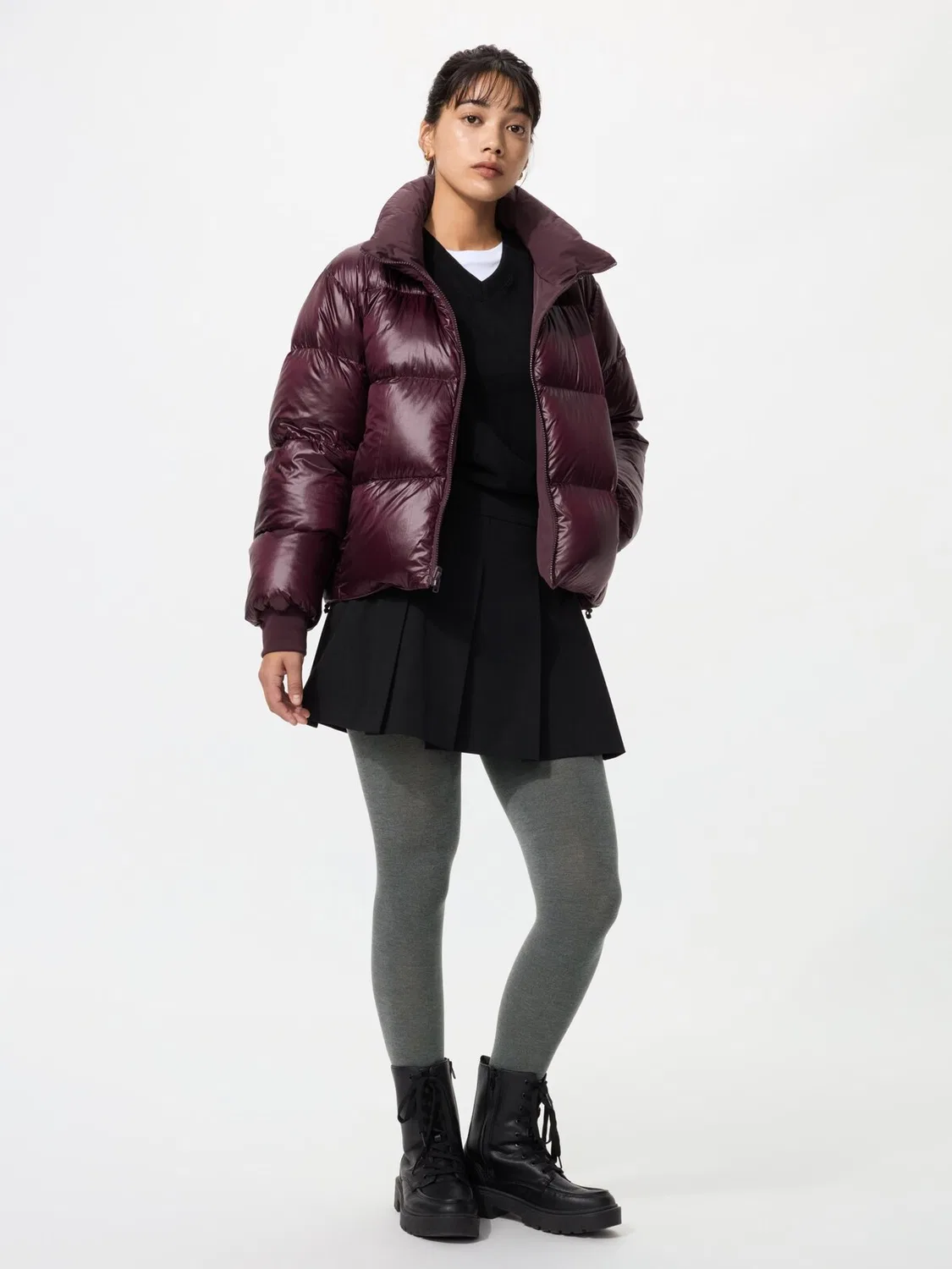 Колготки Heattech Uniqlo, вязаные, темно-серый