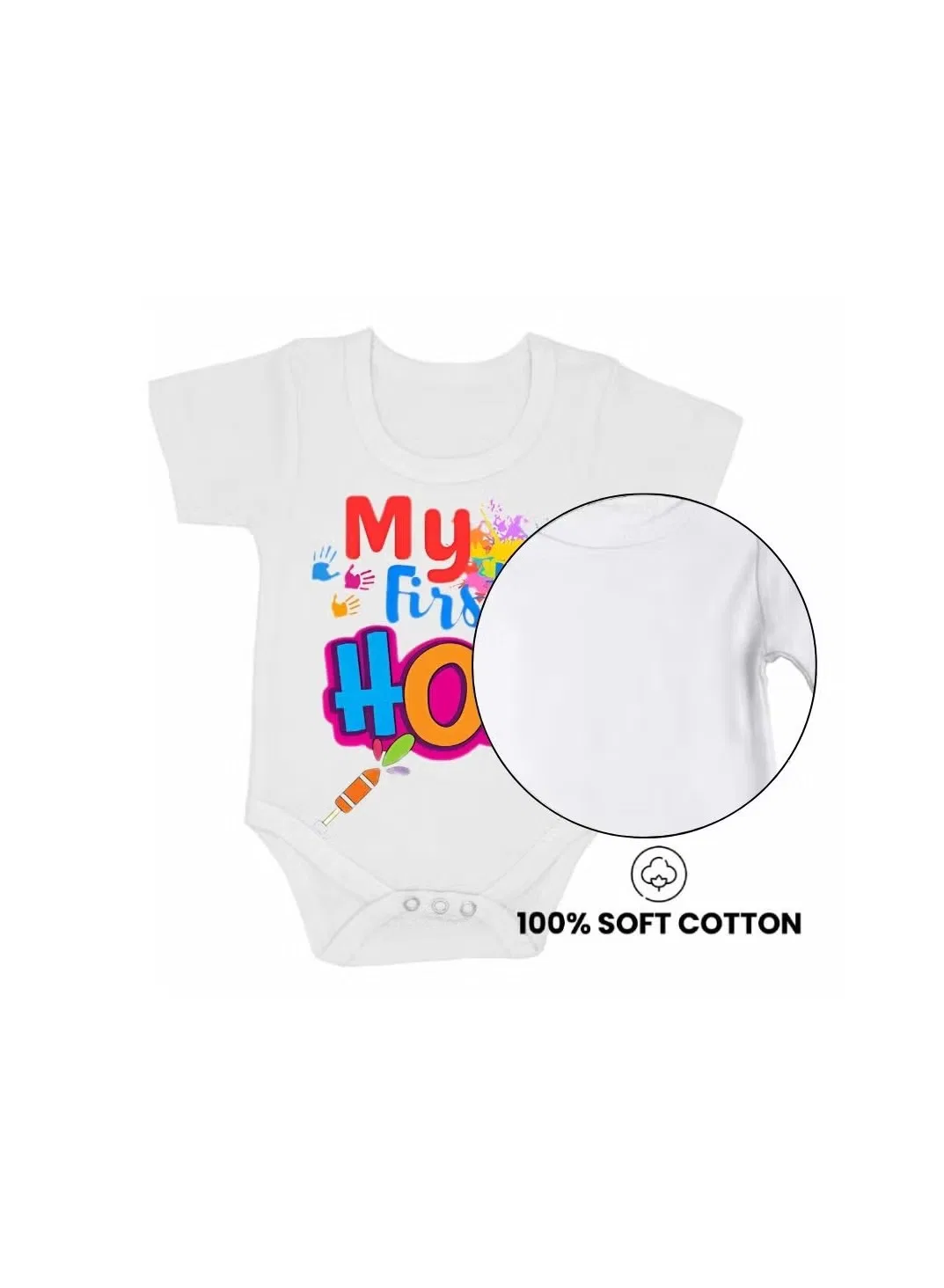 Боди-комбинезон с коротким рукавом Holi festival Printshop4Me, белый — фото 4