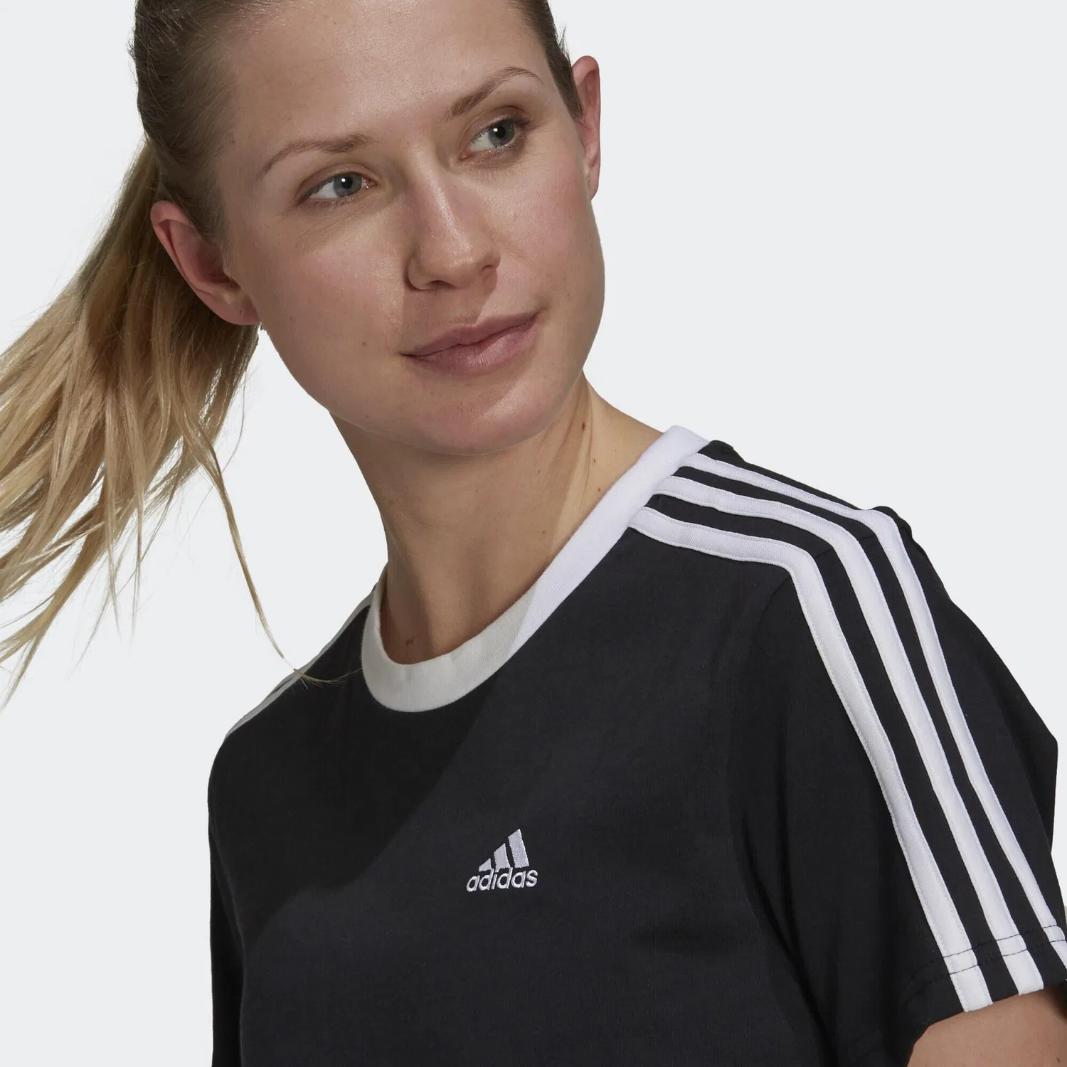 Мужская футболка с длинным рукавом Essentials 3-Stripes Adidas, Schwarz Weiss — фото 4