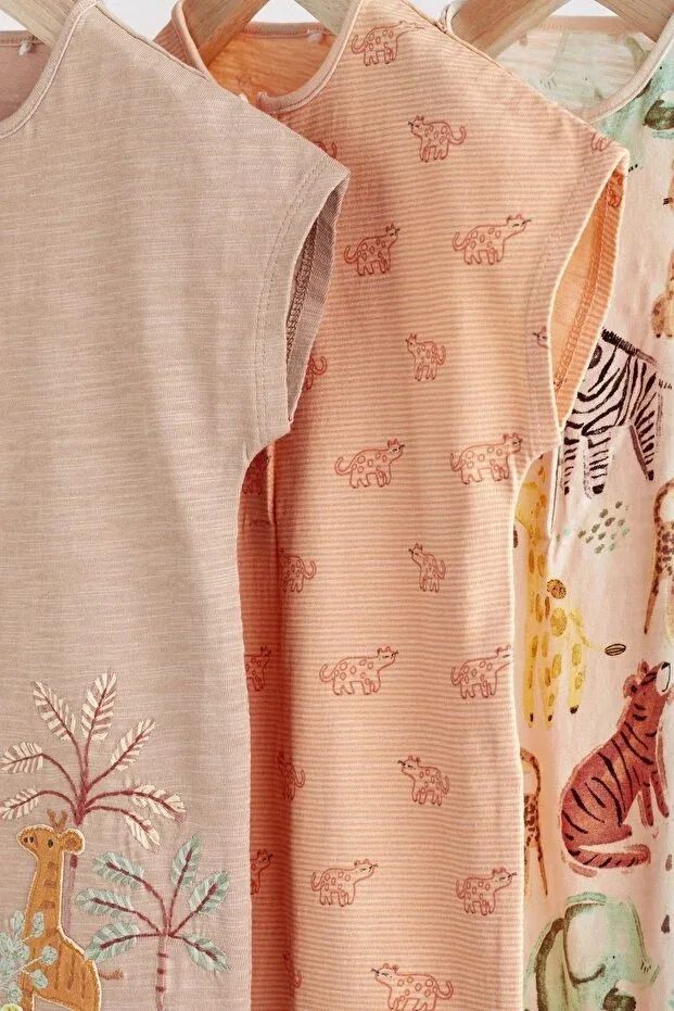 Детский комбинезон-короткий с принтом Safari 3 Piece Romper Set Next Baby, Nude Color — фото 3