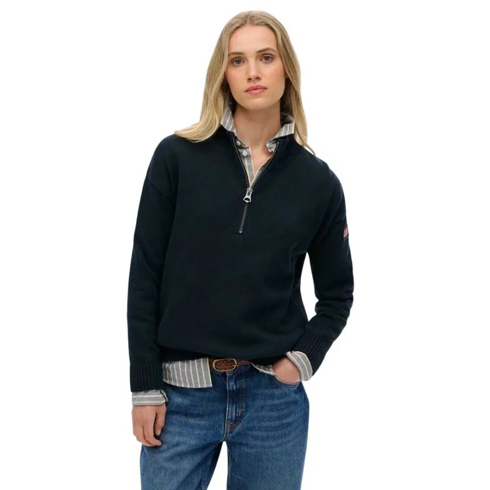 Свитер с полузастежкой Slouchy Knitted Superdry, синий