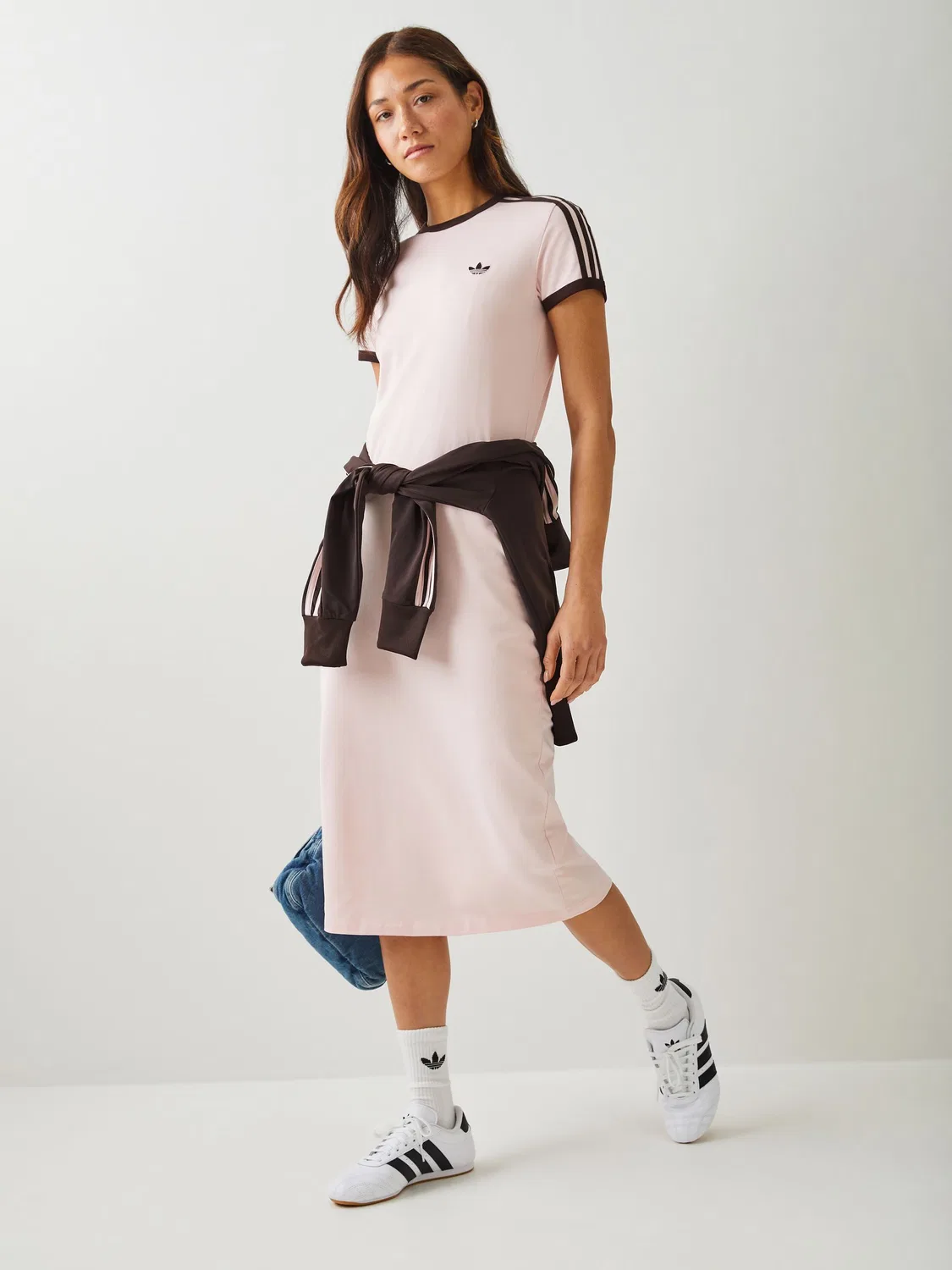 Платье с тремя полосками, slim fit, Adicolor, adidas Originals, розовый — фото 2