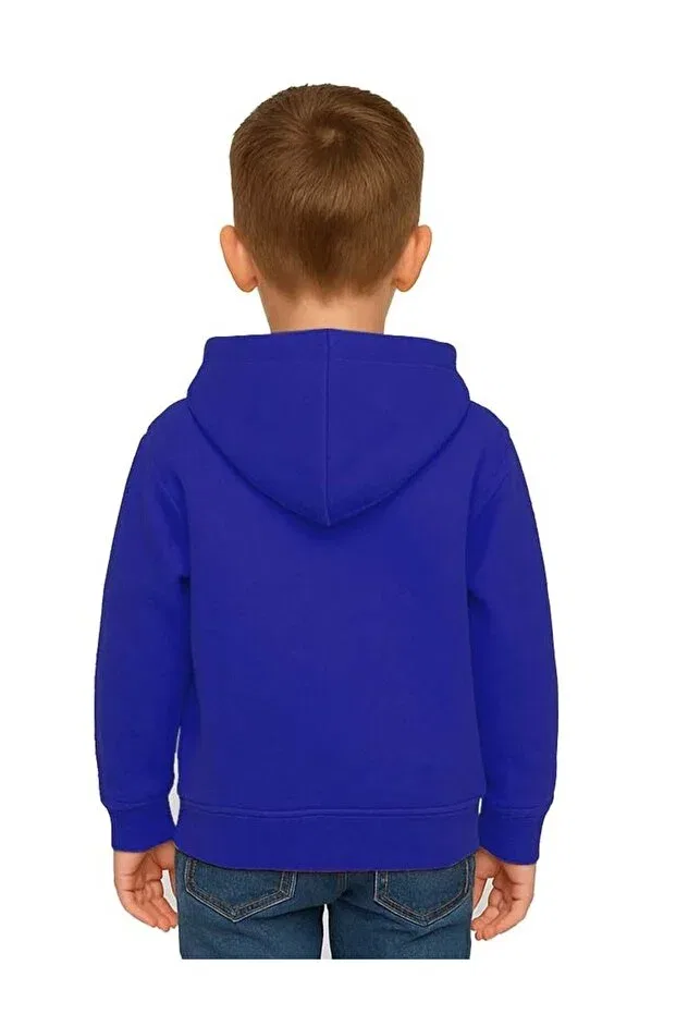 Детские свитшот для девочек с принтом Minions Printed Children's Hooded 3 Thread Raised Sedirli, Sax Blue — фото 2