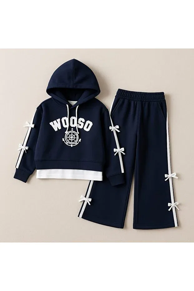 Детский спортивный комплект для девочек с принтом Basics Esmacamoda, Navy Blue