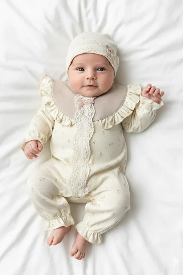 Детский комбинезон для девочек хлопковый Basics Panfilia, Ecru-Cream
