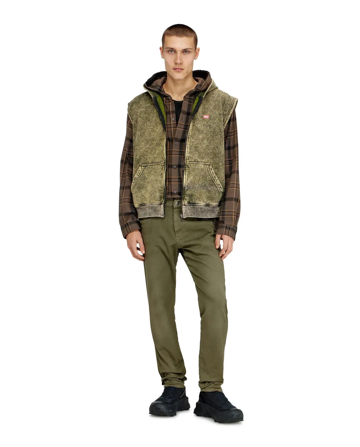 Мужские джинсы slim из джоггинса D-Strukt Joggjeans Diesel, Verde Militar — фото 4