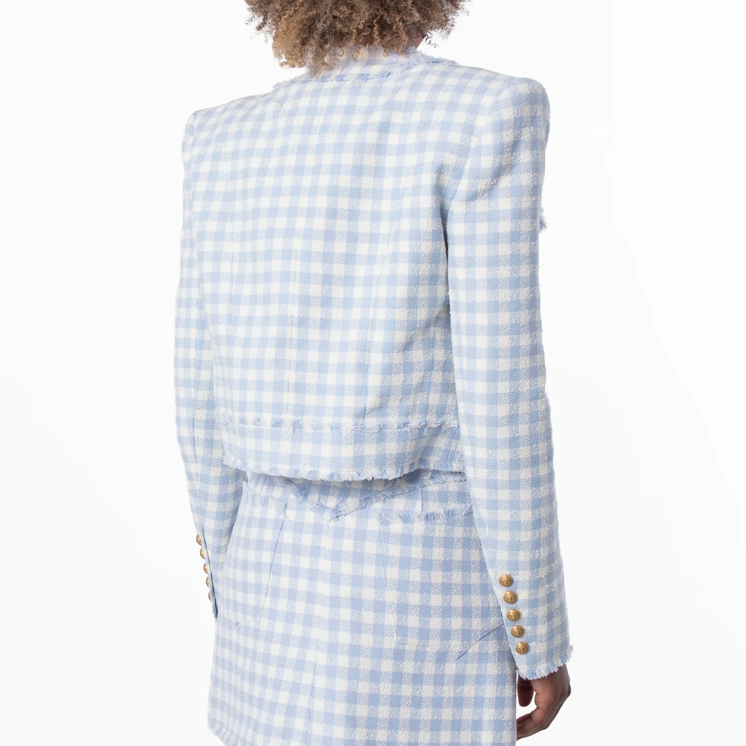 Жакет Balmain Gingham Tweed, Blue — фото 3