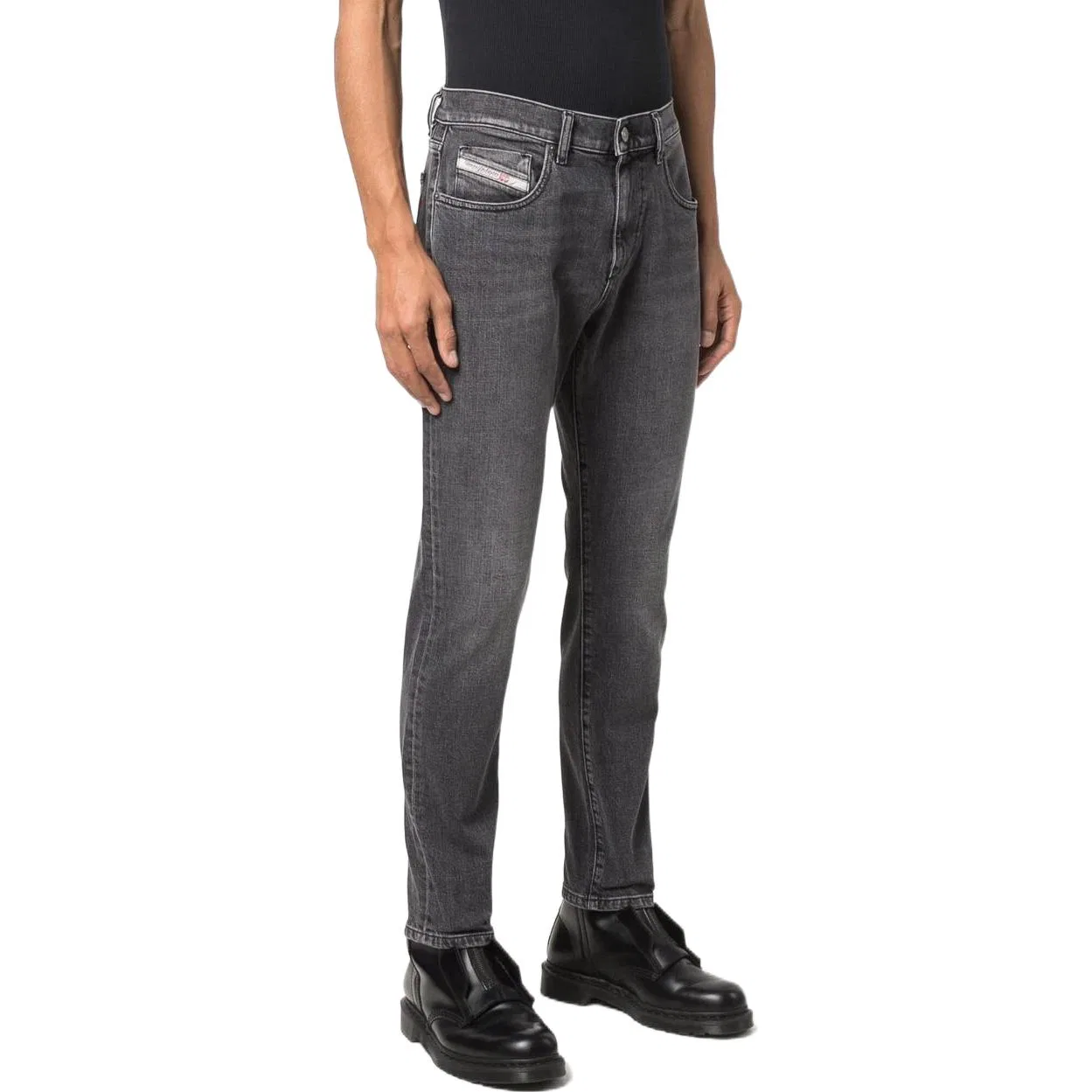 Мужские джинсы прямого кроя с эффектом потертости DIESEL, Gray — фото 4
