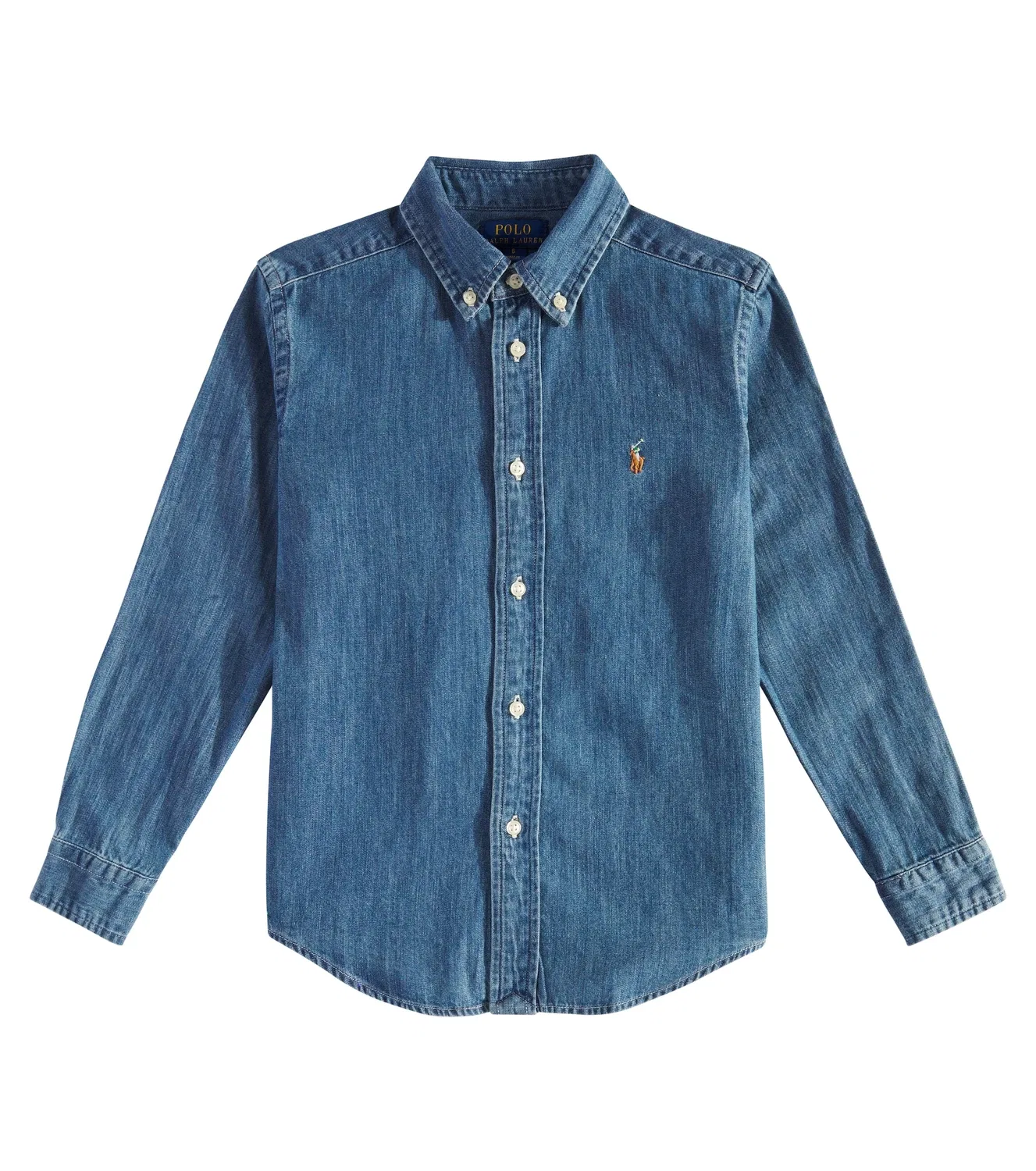 Джинсовая рубашка с вышивкой Polo Ralph Lauren Kids, синий