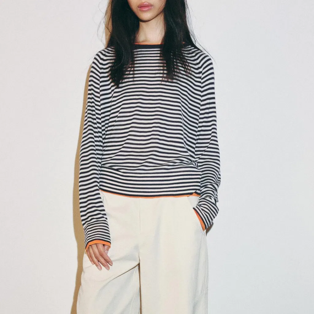 Женский свитер в полоску с круглым вырезом ZARA, Stripes — фото 4