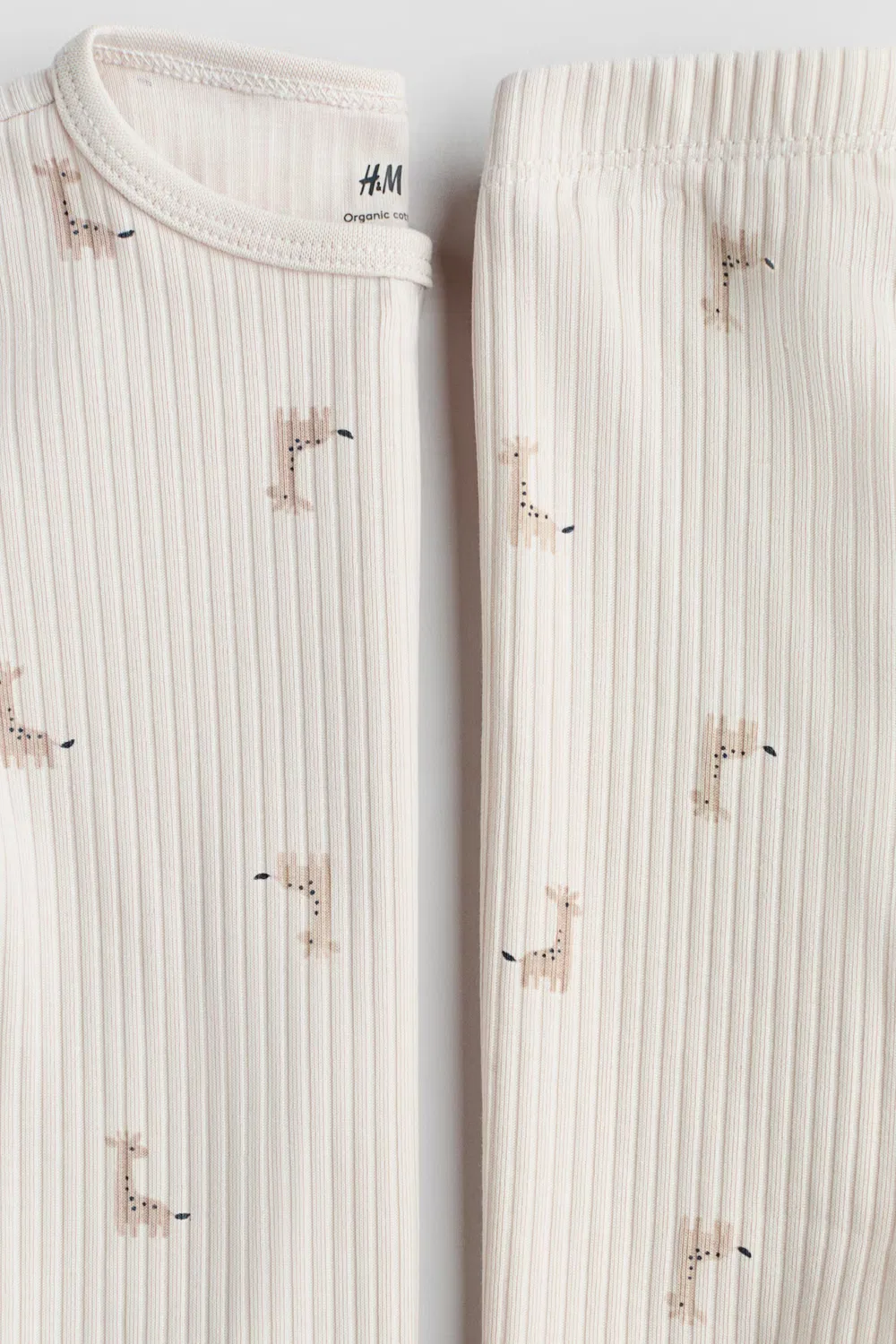 Комплект из ребристого хлопка H&M, Hellbeige/Giraffen — фото 2