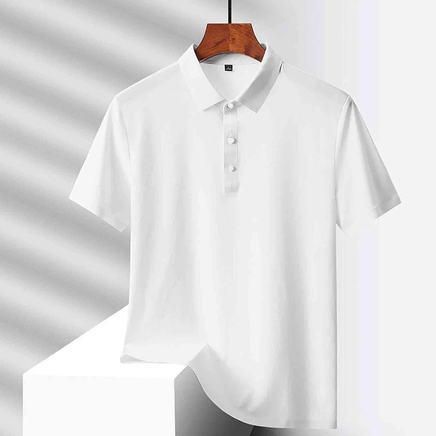 Мужская спортивная футболка поло с быстросохнущей тканью, 2-White — фото 3