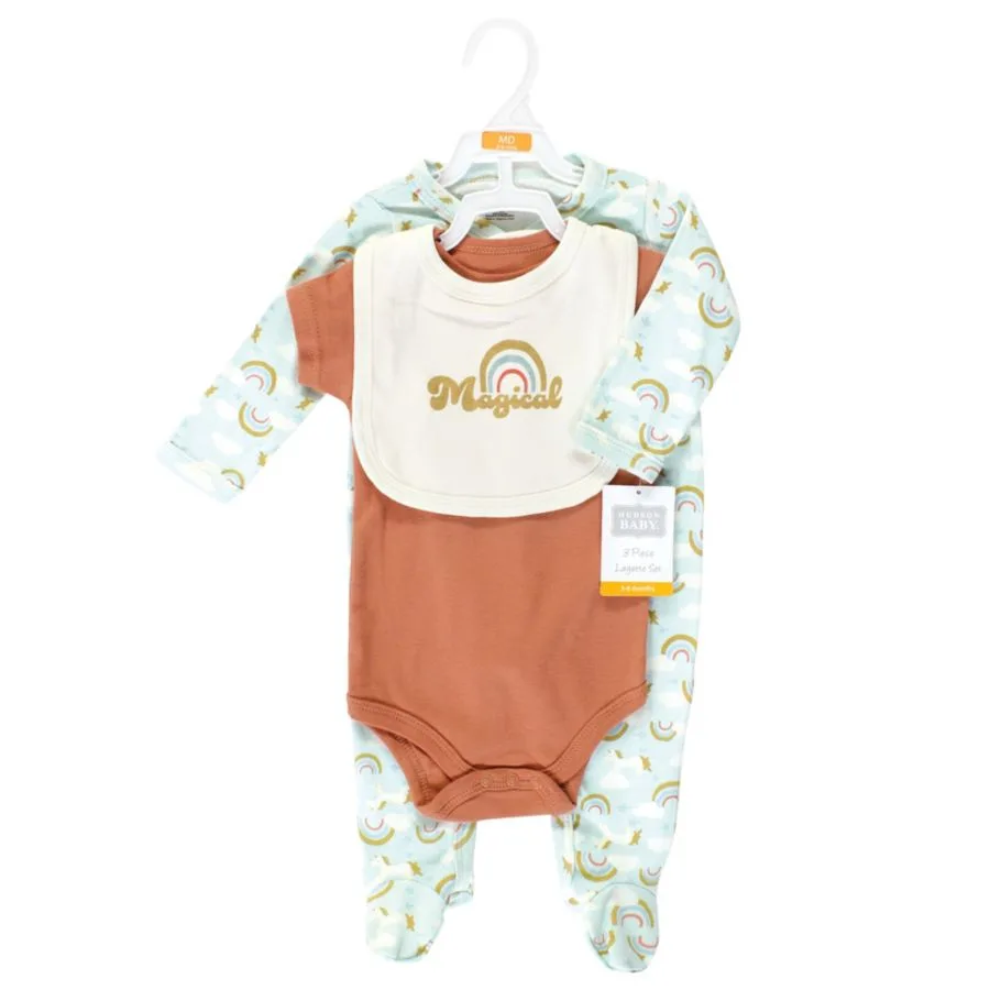 Хлопковый комплект для сна и игр: боди и нагрудник-бандана Hudson Baby, Magical Rainbow — фото 2
