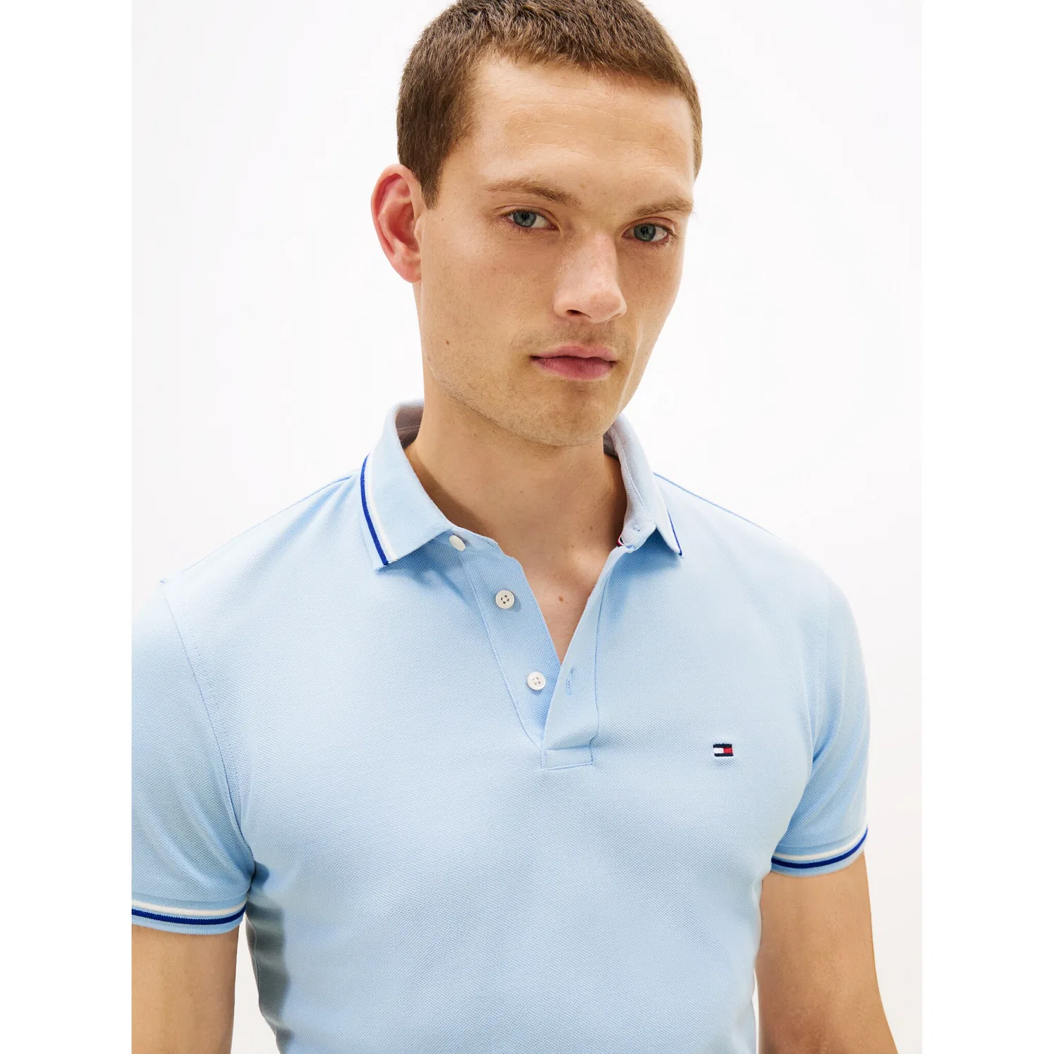 Мужское короткое поло Slim Fit Tommy Hilfiger, Well Water — фото 2