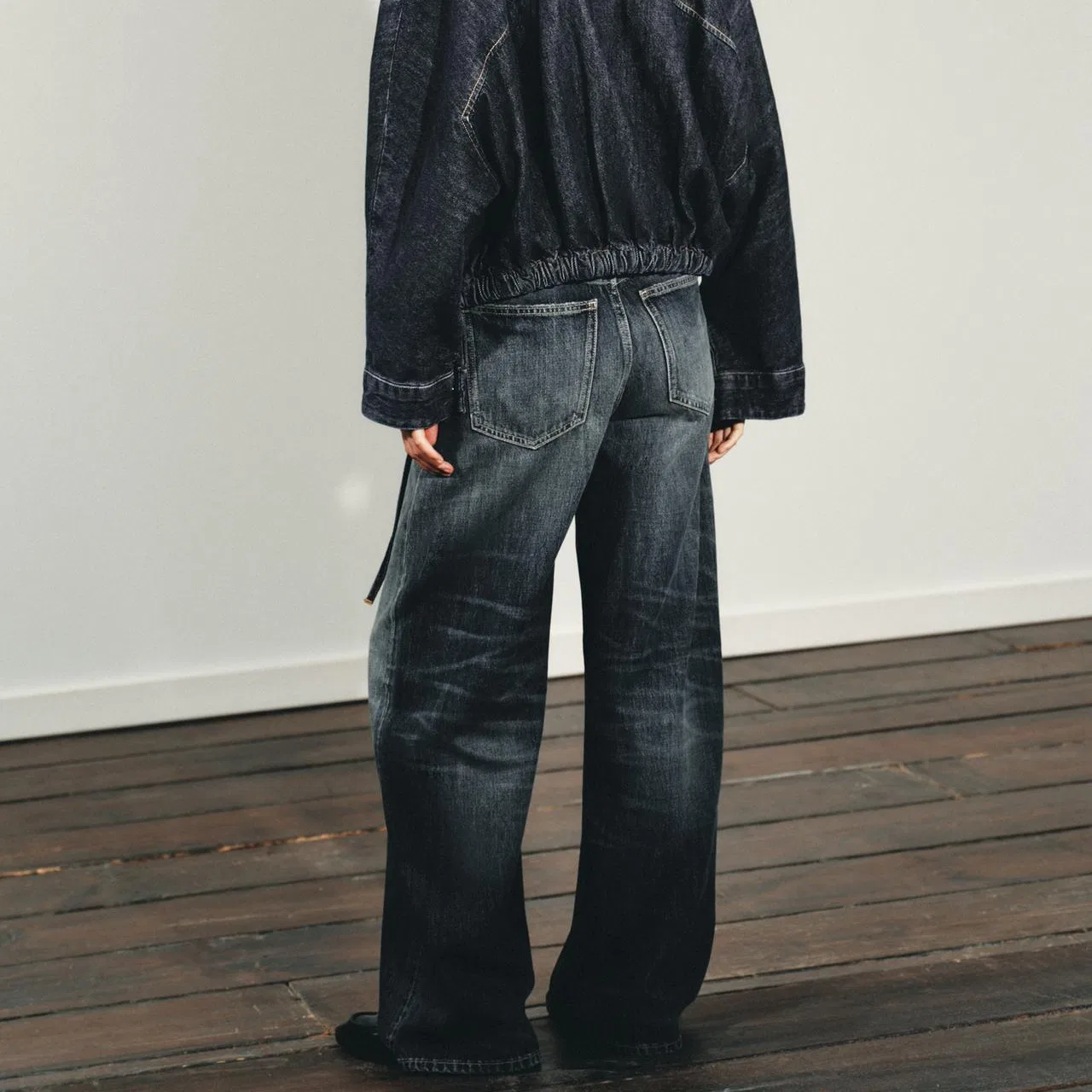 Женские джинсы клеш с широкими штанинами Sea Blue ZARA, Sea Blue — фото 4