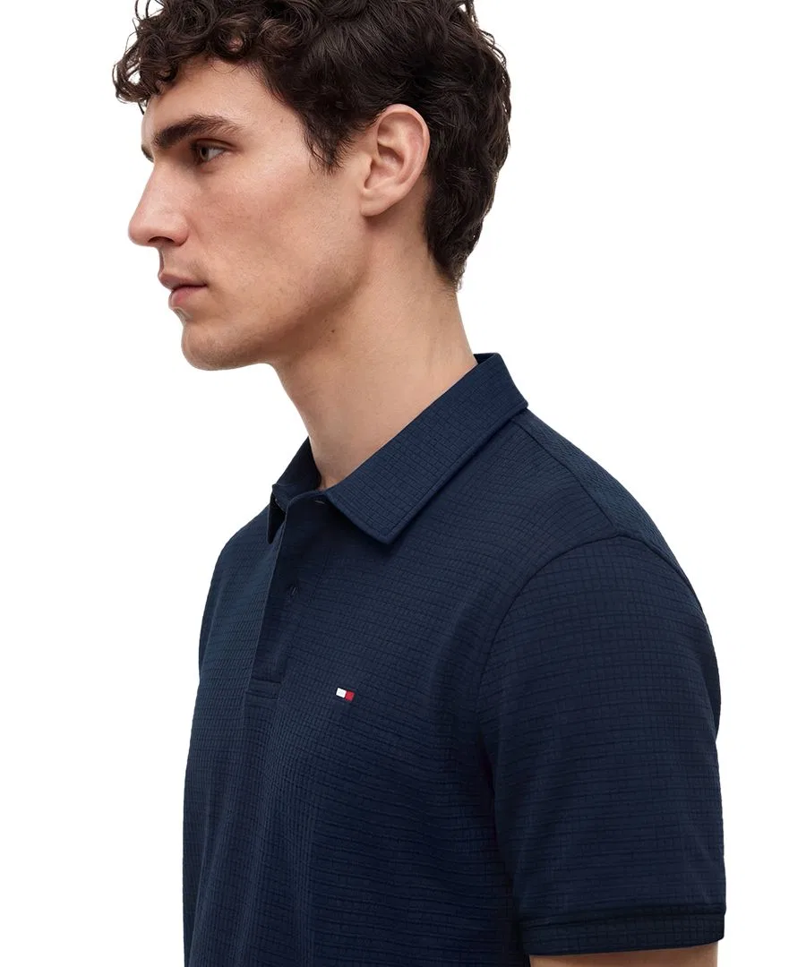 Поло с текстурой из полиамида Tommy Hilfiger, Carbon Navy — фото 3