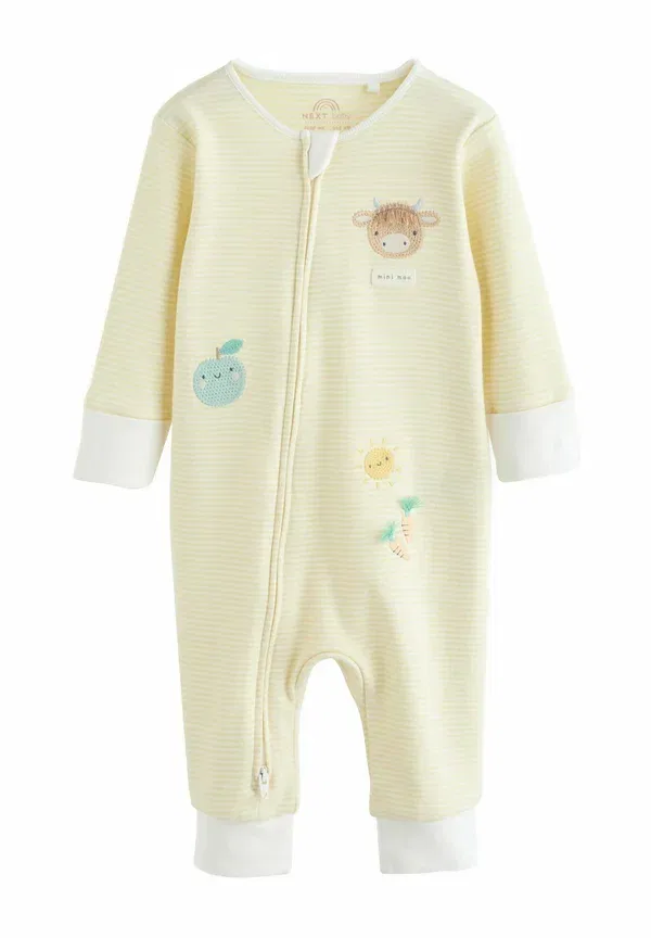 Пижама из 100% хлопка Regular fit two way zip 3 pack Next Cream Hamish, кремовый — фото 2