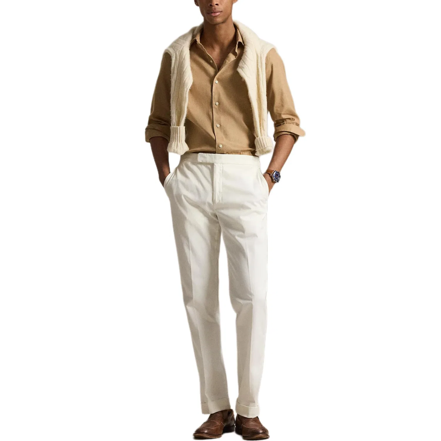 Мужская рубашка с отложным воротником Khaki Polo Ralph Lauren — фото 4