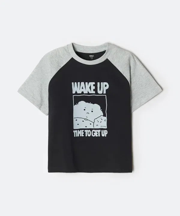 Футболка реглан с коротким рукавом, Мангрыжин Гом, Spao Kids, черный