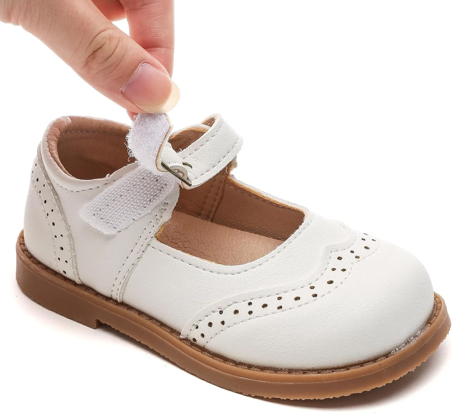 Детские туфли Мэри Джейн для девочек Classic Mary Jane DADAWEN, White — фото 4