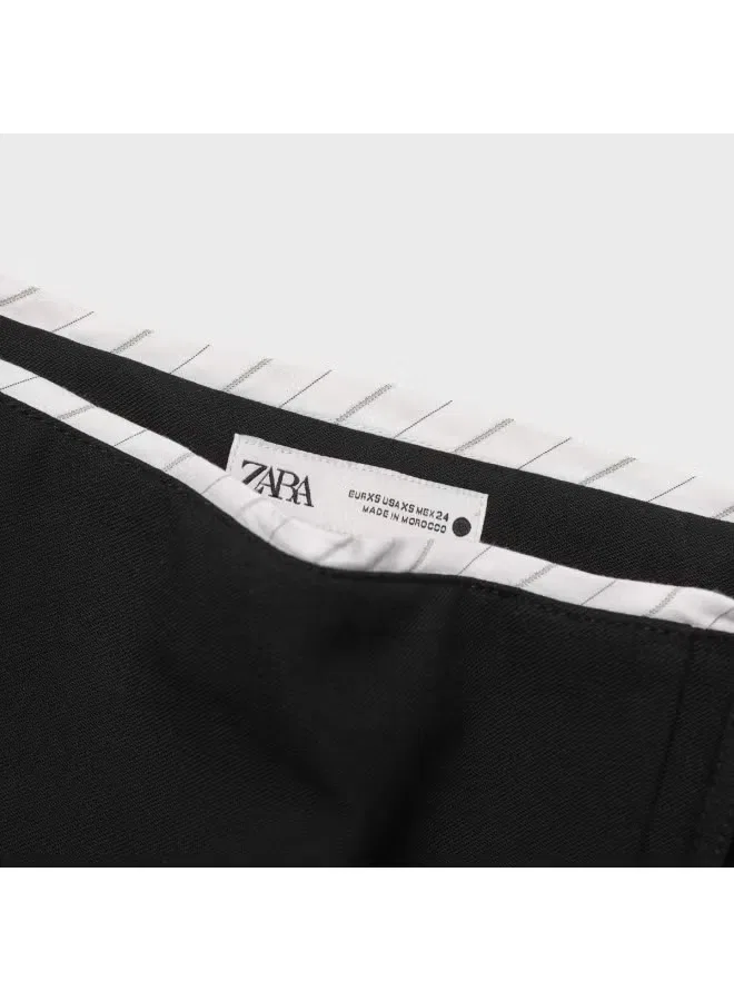 Юбка-трапеция мини с разрезом Zara, черный — фото 4