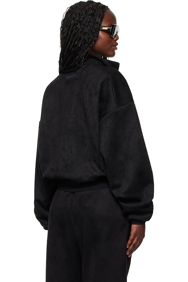 Fear Of God Essentials Черная винтажная спортивная куртка из искусственной замши для отдыха — фото 3