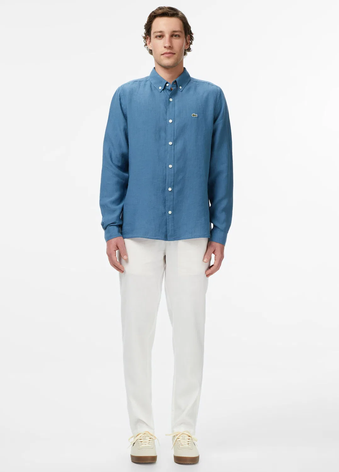 Рубашка Lacoste Mavi Keten Düğmeli Regular Fit, синяя — фото 3