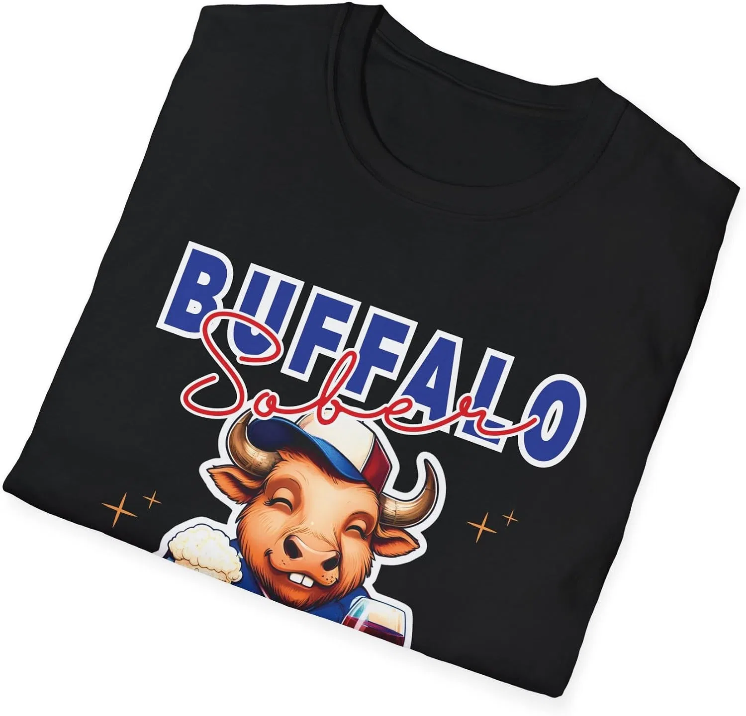 Мужская футболка с принтом Buffalo Sober, чёрный — фото 3