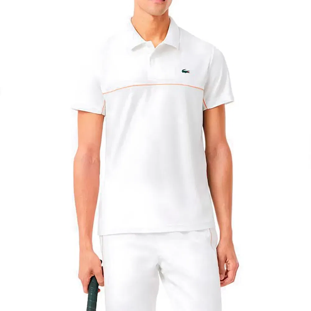 Мужское поло Lacoste с коротким рукавом, хлопковое пике, белый