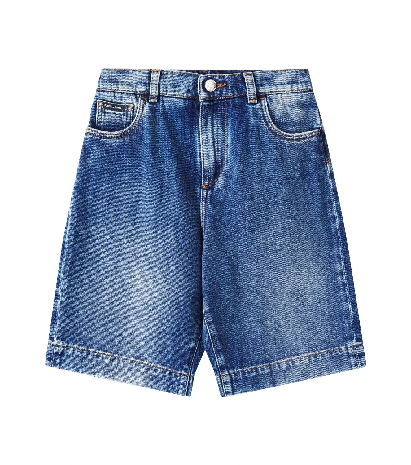 Джинсовые шорты с вышивкой Dolce&Gabbana Kids, синий