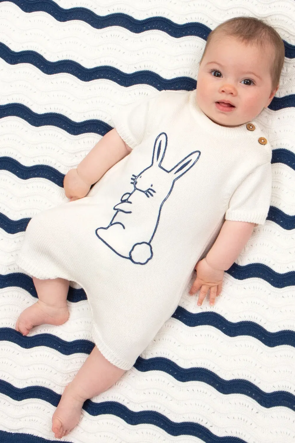 Детский вязаный боди-комбинезон Baby bunnybob Kite, Cream — фото 2