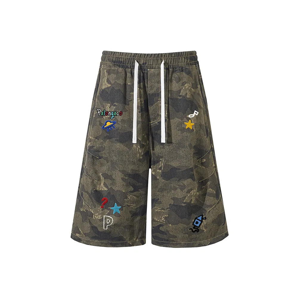 Детские джинсовые шорты свободного кроя с камуфляжным принтом PAL ONGACO, Camouflage