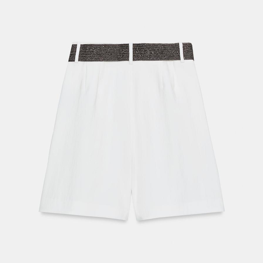 Шорты Zara Darted Bermuda With Belt, белый — фото 2