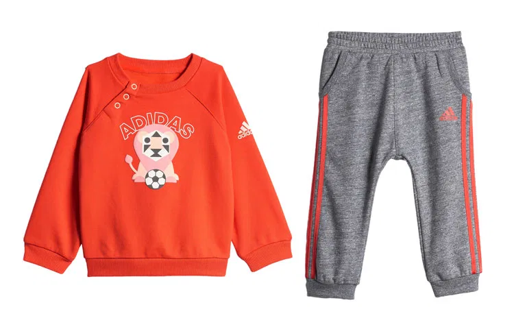 Детский комплект из футера с длинным рукавом Adidas, Orange/Gray