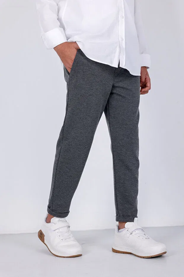 Детские спортивные штаны для мальчиков с ребристым поясом 3Moda, Anthracite