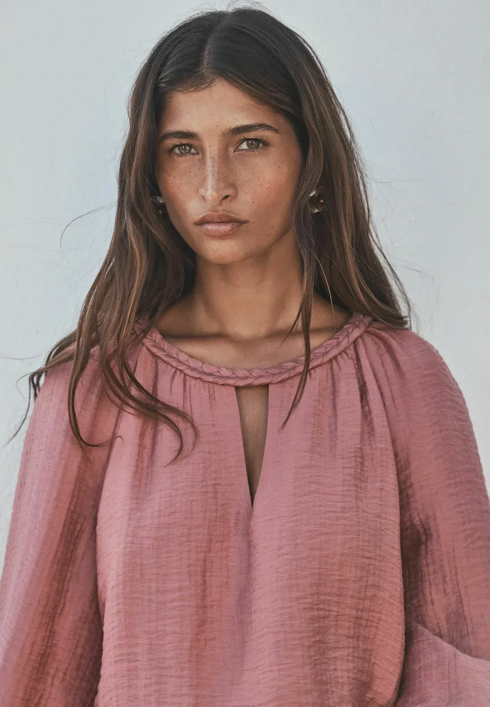 Комбинезон стандартного кроя с воротником-стойкой и рукавами-фонариками Next, Blush Pink