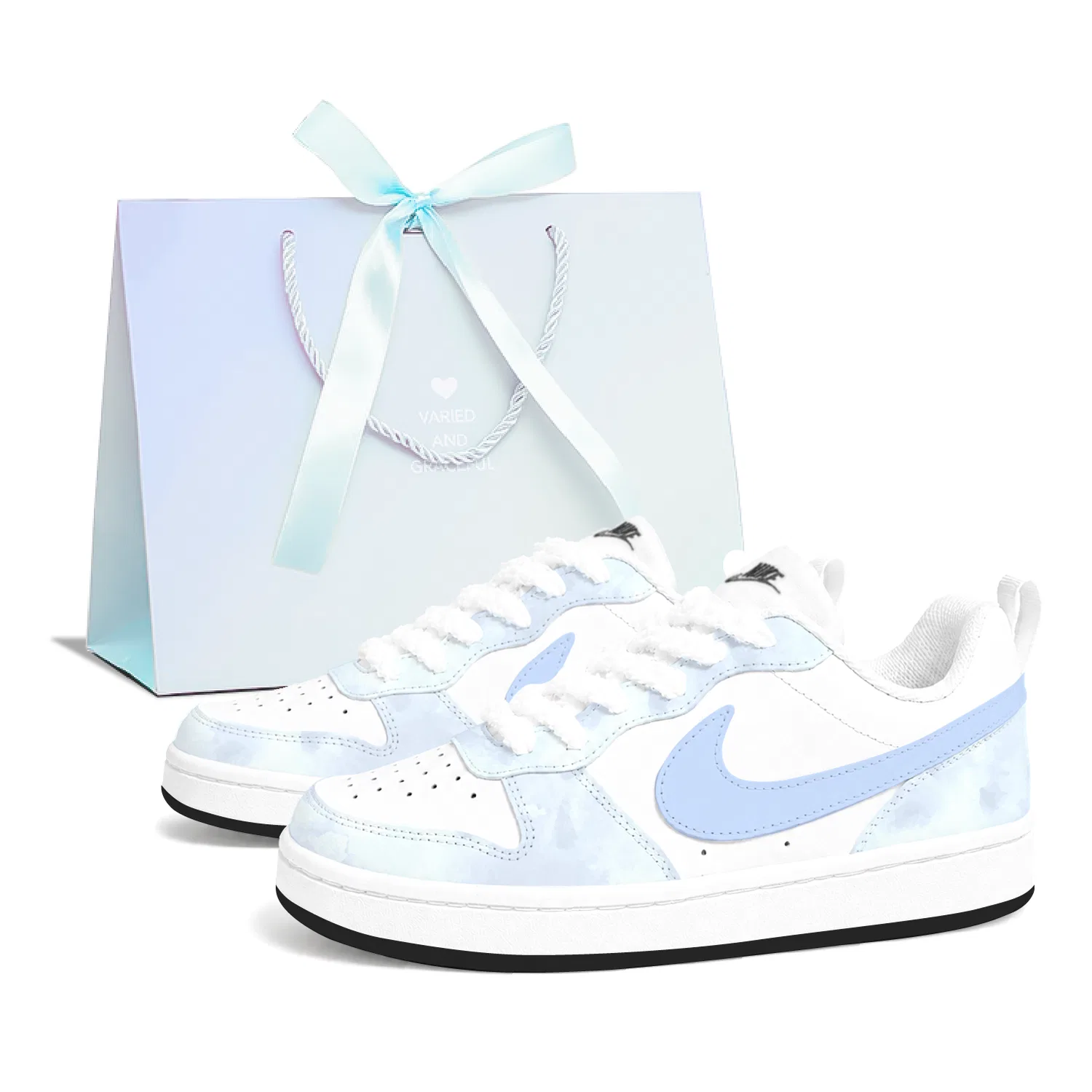 Детские кроссовки с принтом Nike Court Borough Low Top Blue/White, Blue
