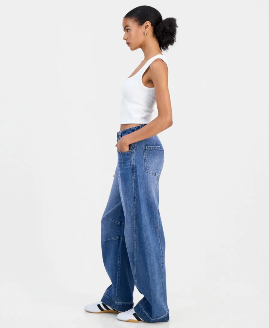 Джинсы с широкими штанинами-бабочкой FVR DRM, Medium Wash — фото 4
