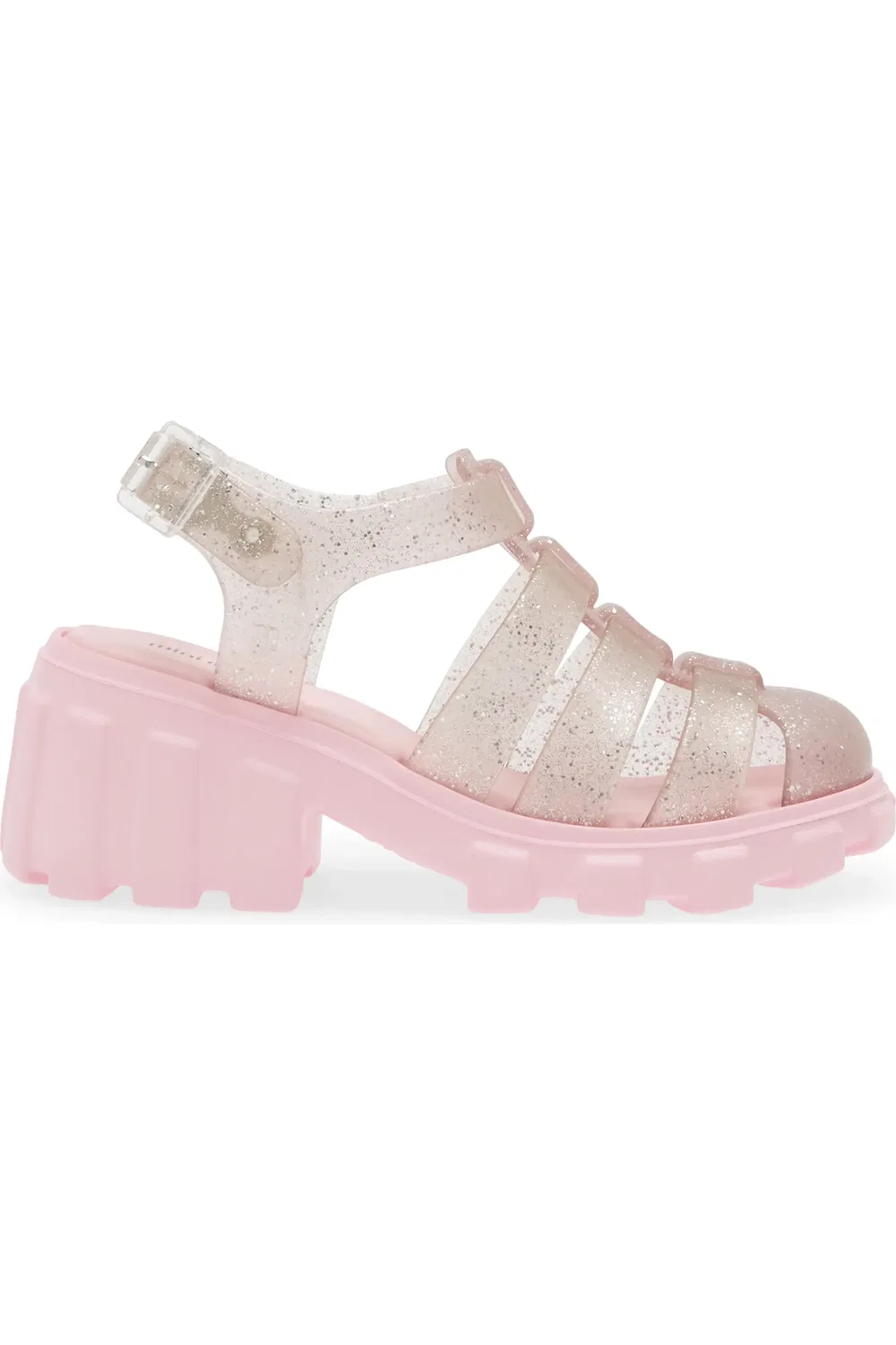 Детские сандалии платформа на толстой подошве Megan Mini Melissa, Pink/Glitter Pink — фото 3