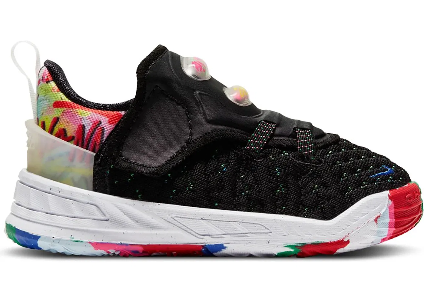 Детские кроссовки для мальчиков с высокой посадкой Nike LeBron 18, Black/Multi-Color-White