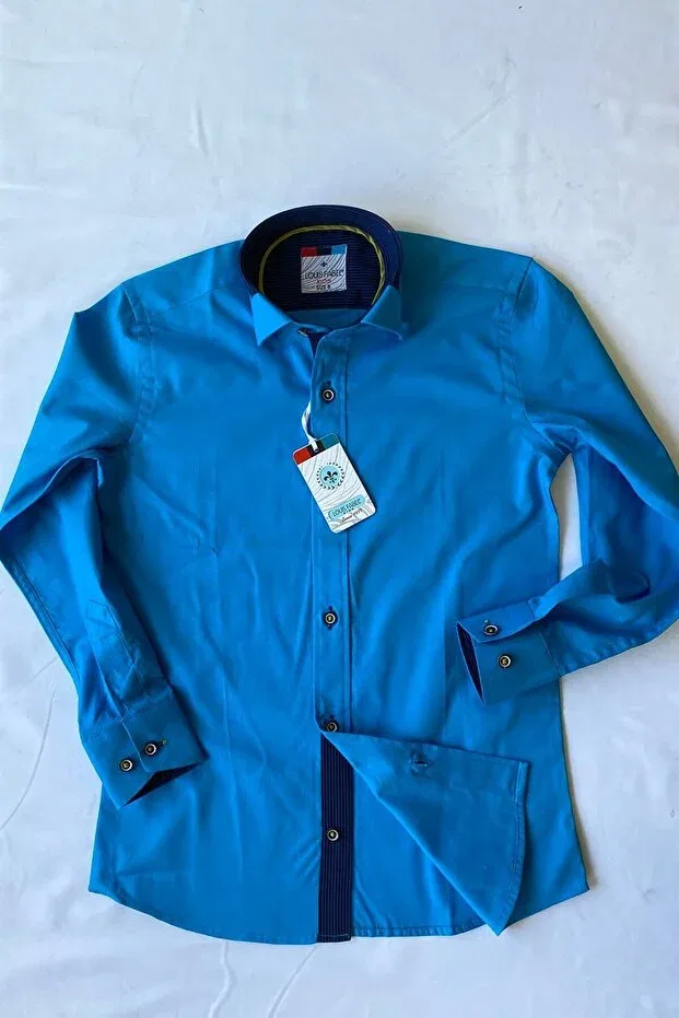 Детская рубашка для мальчиков с длинным рукавом Louis Kids, Turquoise — фото 3
