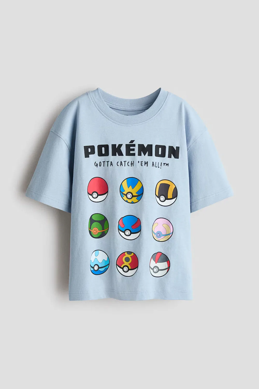 Футболка оверсайз с принтом H&M, Hellblau/Pokémon