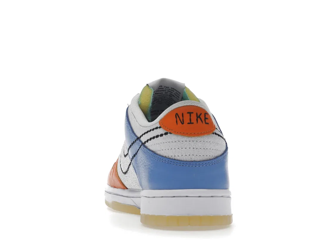 Детские кроссовки Lifestyle Nike Dunk Low Nike, White/Black/Safety Orange/Green Glow — фото 4