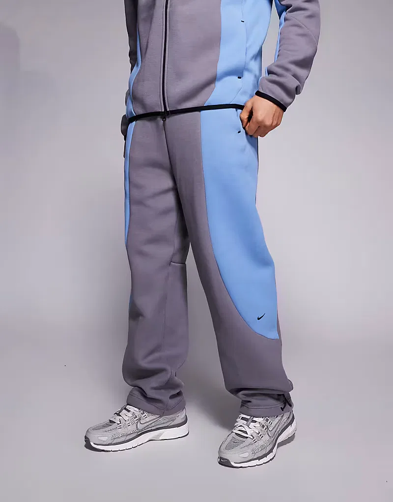 Спортивные брюки Nike Tech Fleece Pro с открытым низом, серые и темно-синие — фото 2