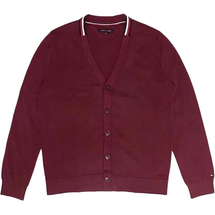 Мужской джемпер с V-образным вырезом Tommy Hilfiger, Burgundy