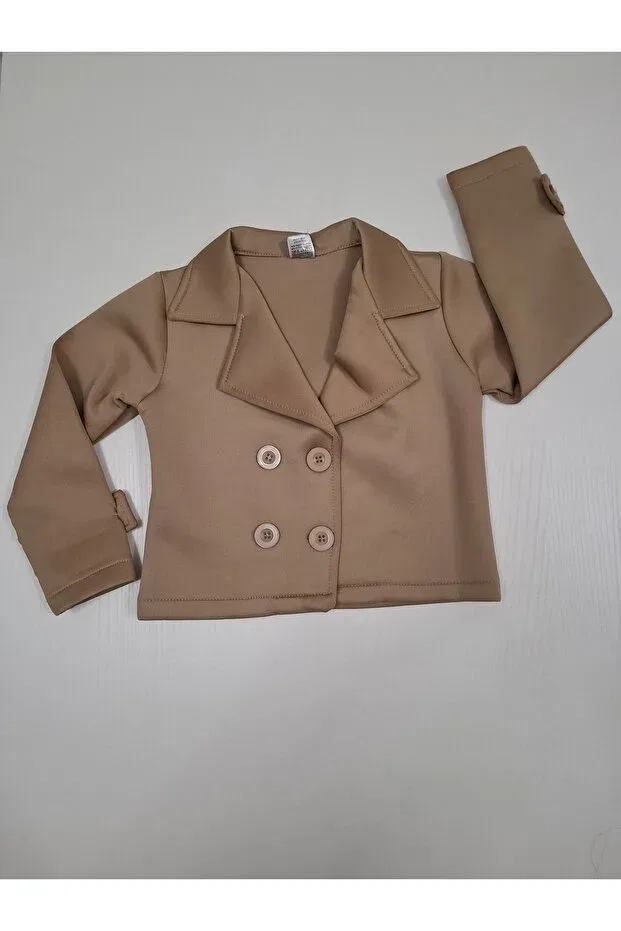Детский джерси-пиджак для девочек с длинным рукавом Basics Panino, Dark Beige — фото 2