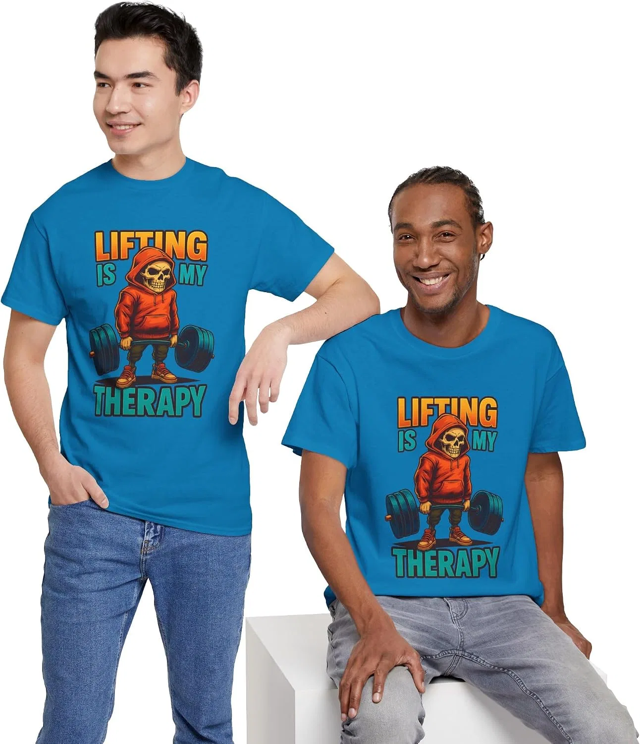 Футболка с принтом Lifting Is My Therapy, Sapphire — фото 4