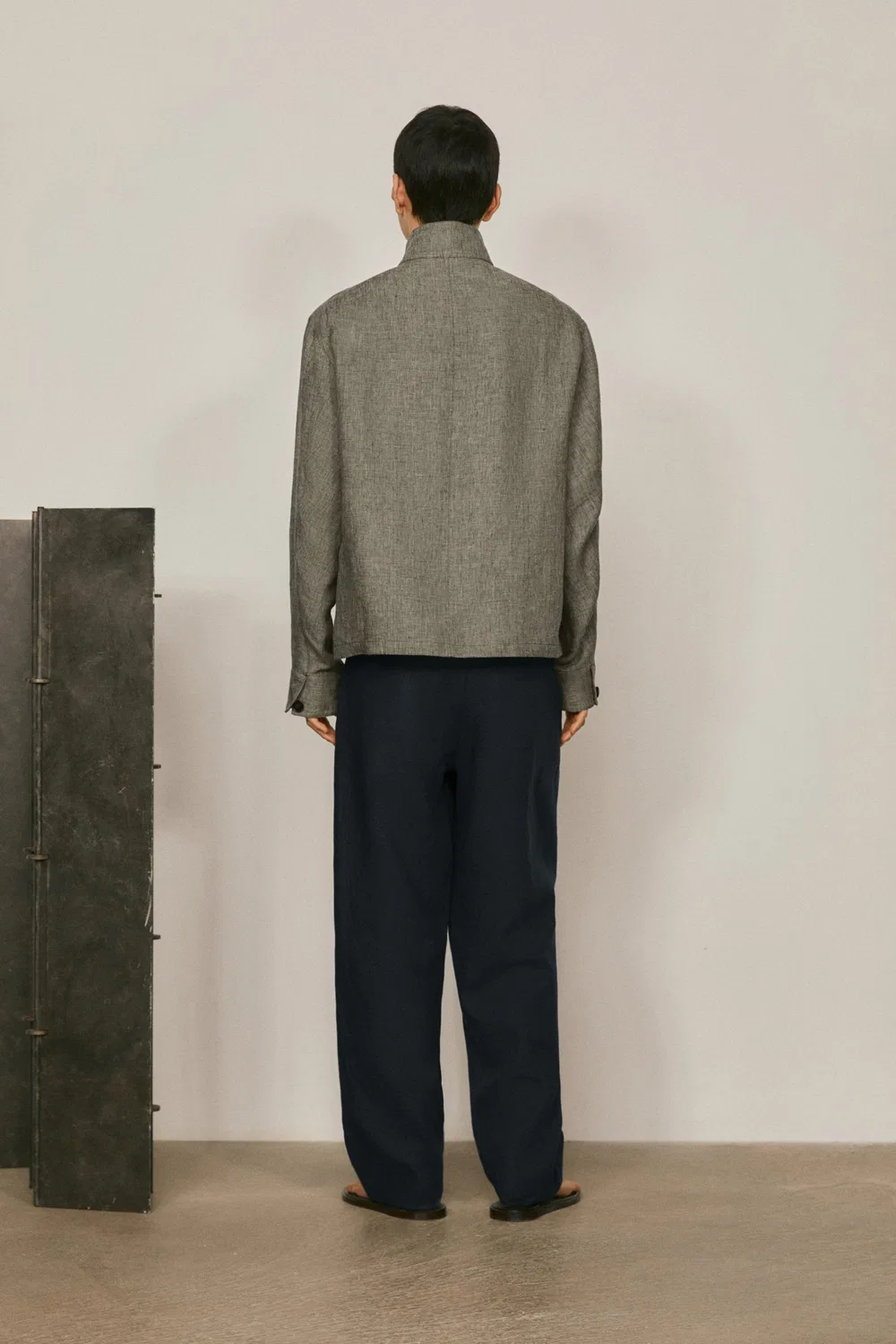 Льняная куртка-бомбер с узором «елочка» - лимитированная серия Massimo Dutti, Washed — фото 3