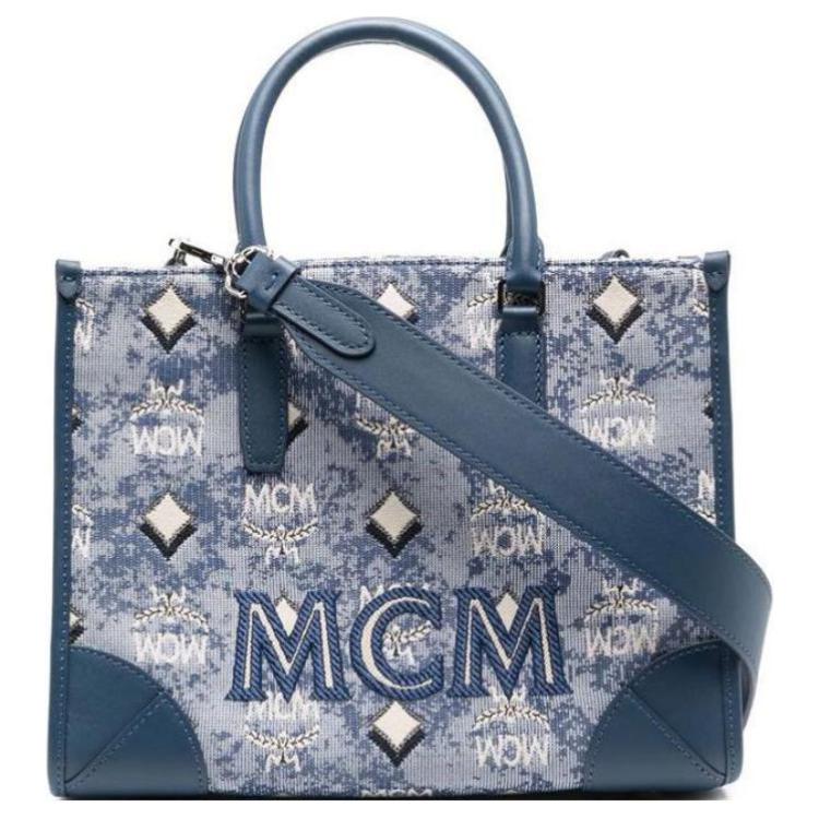 

MCM Винтажная сумка-шоппер с монограммой из ткани и кожи